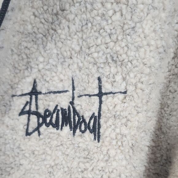 Woolrich Cream Sherpa Pullover Size Small Steamboat Embroidered Unisex S - Picture 3 of 8